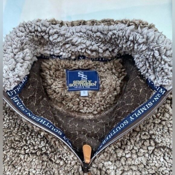 Simply Southern Sherpa Pullover Size Small Brown Soft Fluffy Fuzzy 1/4 Zip - Picture 5 of 10